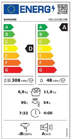 Samsung WD11DG5B15BELE mosó-szárítógép kép 5