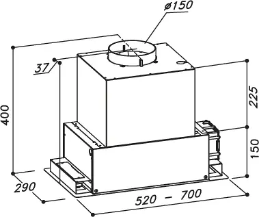 Sirius SL-907 70 cm kürtőbe építhető páraelszívó kép 2
