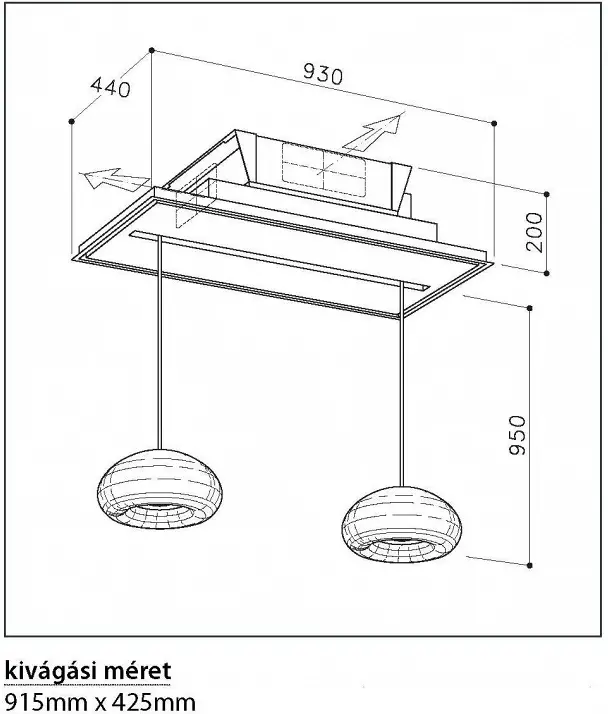 Sirius SLT-976 EM TW WI-FI fegyveracél motor nélkül mennyezetbe építhető páraelszívó kép 2