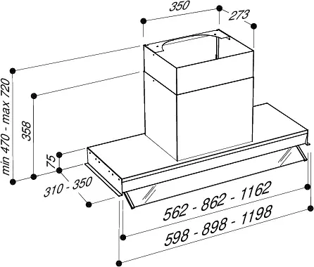 Sirius SLTC-928 TW 60 cm inox kürtőbe építhető páraelszívó kép 2