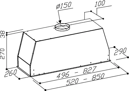 Sirius SM-927 85 cm fehér kürtőbe építhető páraelszívó kép 2