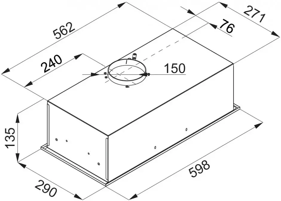 Slx SB 60 B kürtőbe építhető páraelszívó kép 2
