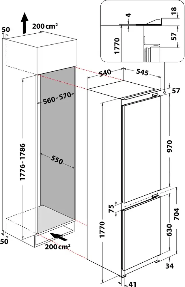 Whirlpool ART 66122 beépíthető alulfagyasztós hűtőszekrény kép 5