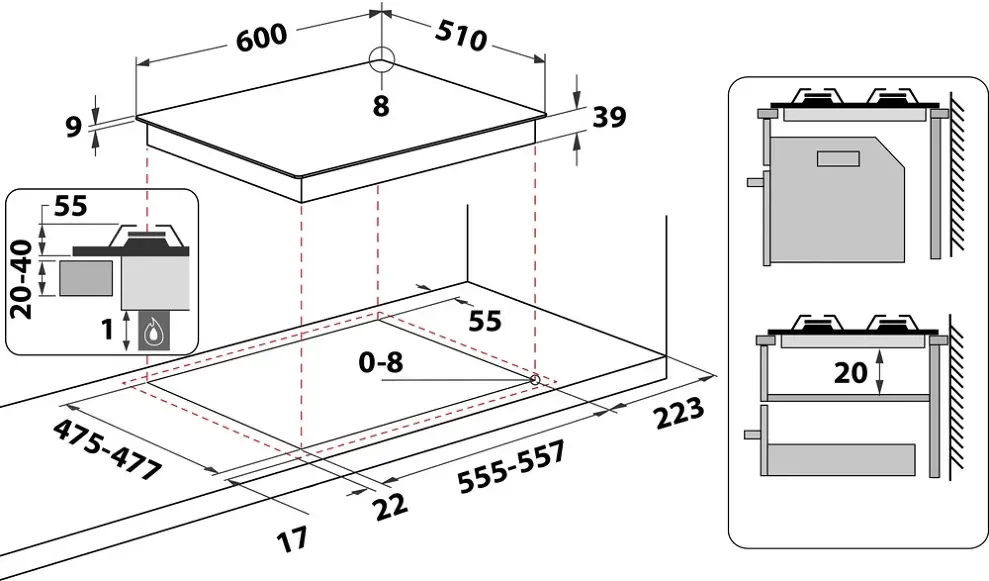 Whirlpool GMT 6422 AN beépíthető gázfőzőlap kép 5