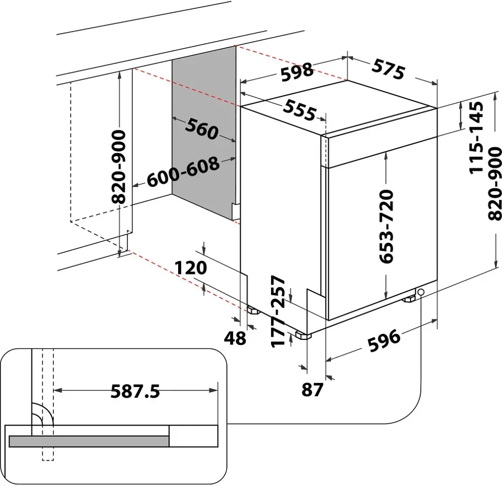 Whirlpool WBC 3C34 PF X beépíthető mosogatógép kép 5