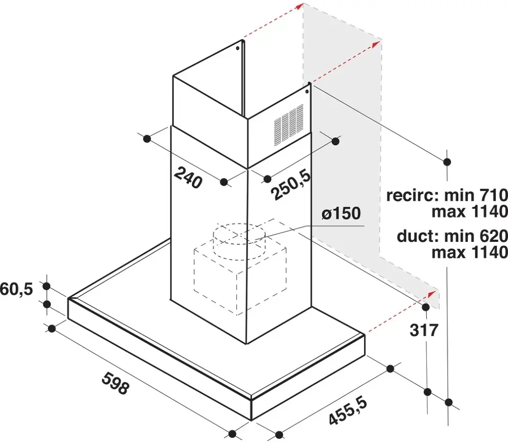 Whirlpool WHBS 62F LT K/1 kürtős páraelszívó kép 8