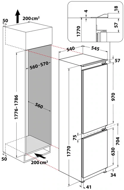 Whirlpool WHC18D011C2 beépíthető alulfagyasztós hűtőszekrény kép 9