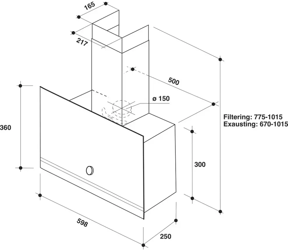 Whirlpool WHVA 62F LM K kürtős páraelszívó kép 3