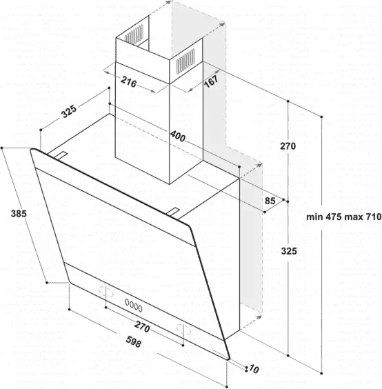 Whirlpool WHVP 62F LT W kürtős páraelszívó kép 4