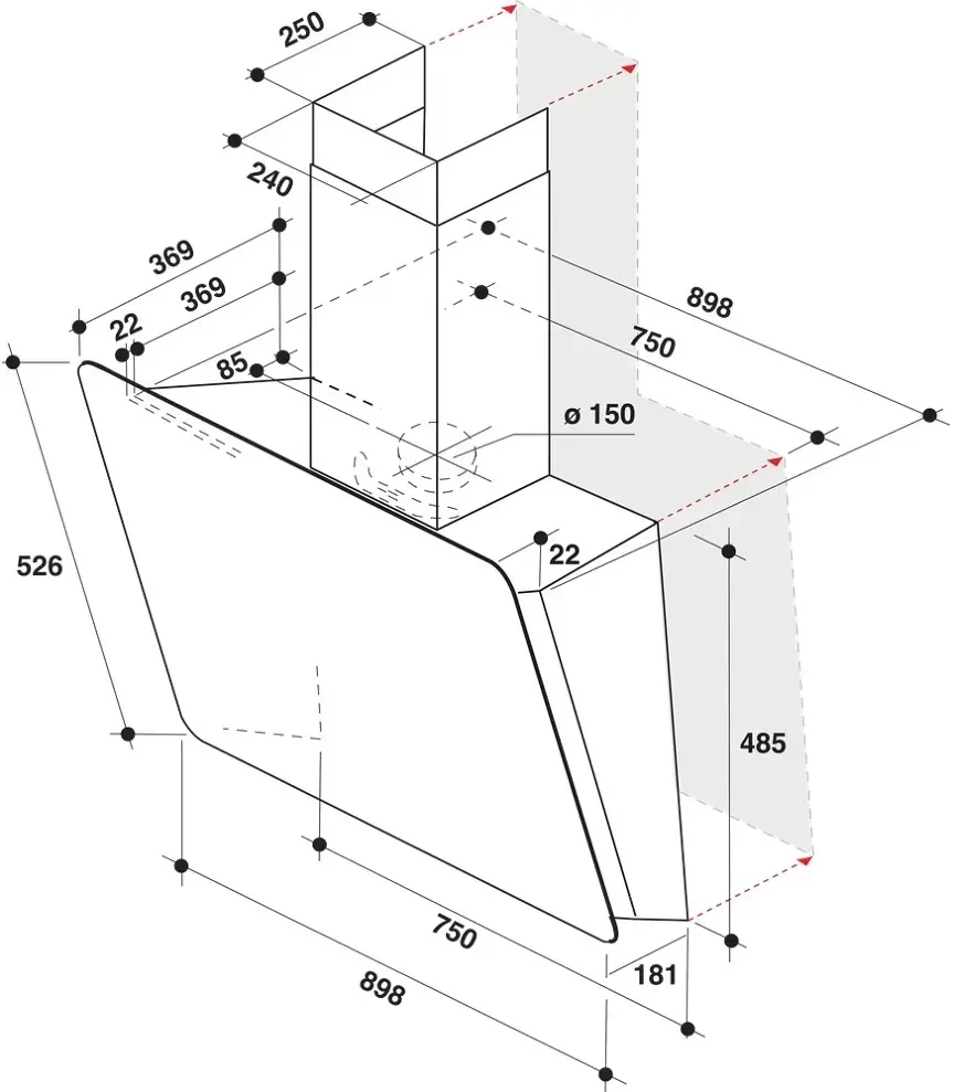 Whirlpool WHVS 90F LT C K kürtős páraelszívó kép 8