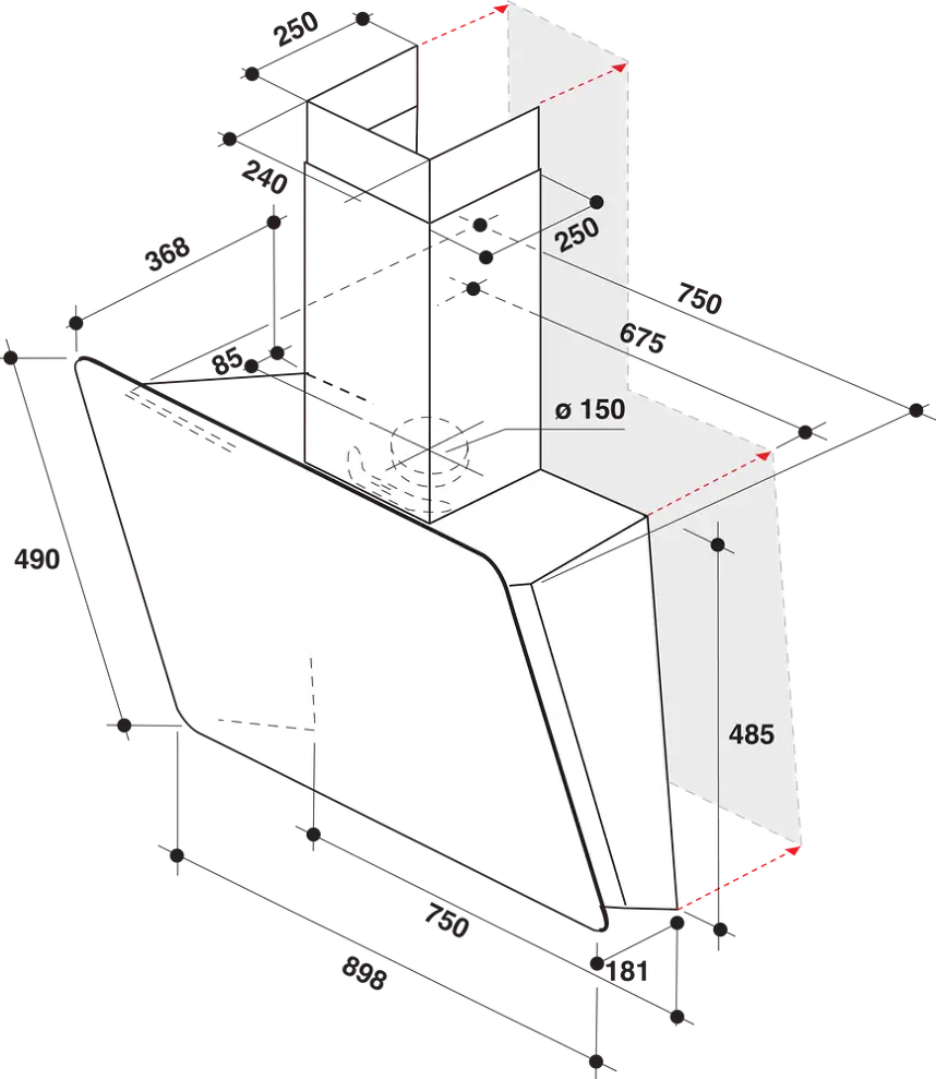 Whirlpool WHVS 91F LT DP K kürtős páraelszívó kép 7