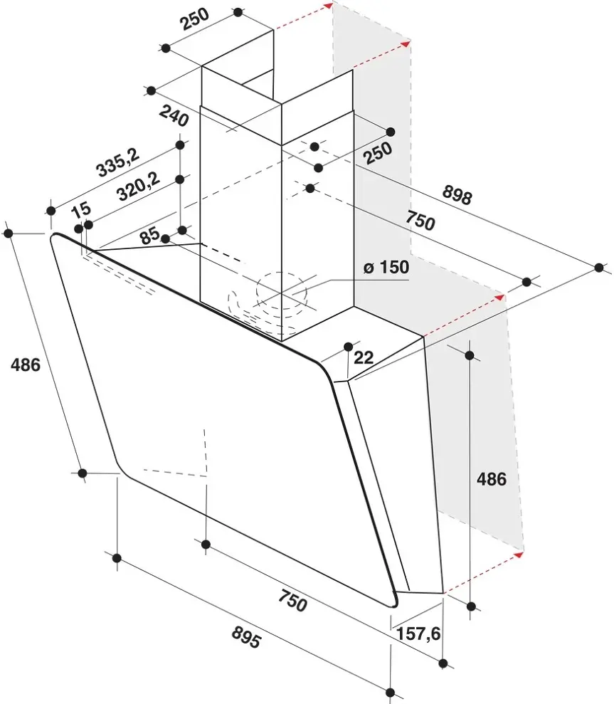 Whirlpool WHVS 93F LT BSS/1 kürtős páraelszívó kép 6