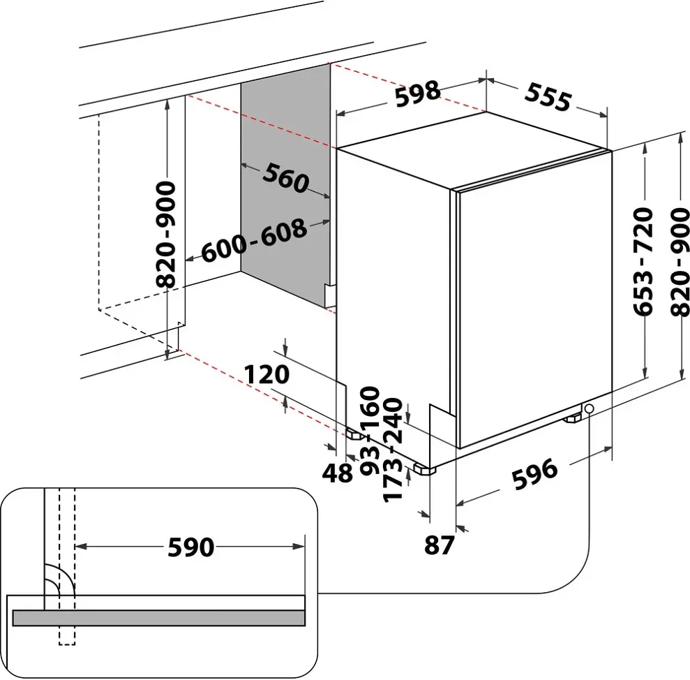 Whirlpool WIC 3C26 F beépíthető mosogatógép kép 11