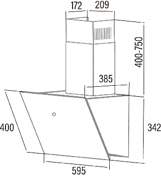 Cata LENA 600 XGBK kürtős páraelszívó 2. kép