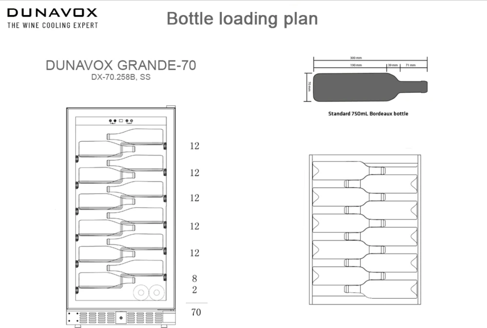 Dunavox DX-70.258SS GRANDE beépíthető borhűtő 3. kép