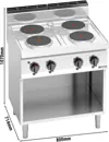Ggm gastro EHB879E Ipari elektromos tűzhely - 700-as - főzősorba illeszthető - összteljesítmény: 10,4 kW - 4 zónás - öntöttvas főzőlap - nyitott tárolórésszel - 800x714x1.070 mm kép 2