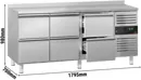 Ggm gastro KTJ187AND6 Hűtött munkaasztal ECO - 1795x700 mm - GN 1/1 - 417 liter - ventilációs - 6 fiókkal - felhajtással kép 2