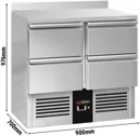 Ggm gastro SAG97E4AND Hűtött munkaasztal PREMIUM - 900x700 mm - GN 1/1 - 240 liter - statikus - 4 fiókkal - felhajtással kép 2