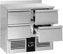 Ggm gastro SAG97E4AND Hűtött munkaasztal PREMIUM - 900x700 mm - GN 1/1 - 240 liter - statikus - 4 fiókkal - felhajtással kép 3