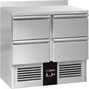 Ggm gastro SAG97E4AND Hűtött munkaasztal PREMIUM - 900x700 mm - GN 1/1 - 240 liter - statikus - 4 fiókkal - felhajtással kép 4