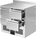 Ggm gastro SAG97E4AND Hűtött munkaasztal PREMIUM - 900x700 mm - GN 1/1 - 240 liter - statikus - 4 fiókkal - felhajtással kép 6