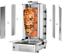 Ggm gastro DUK4-SB-N Gáz Gyros sütő - 4 égő - 13 kW - max. 60 kg - Asztali kivitel - tartozékokkal: 2 védőlemez, 2 ajtó, nyárs, zsírfogó tálca kép