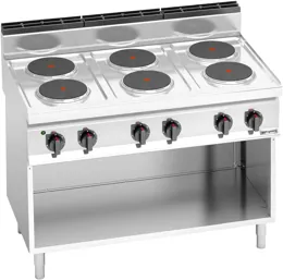 Ggm gastro EHB179E Ipari elektromos tűzhely - 700-as - összteljesítmény: 15,6 kW - 6 zónás - nyitott tárolórésszel - főzősorba illeszthető kép