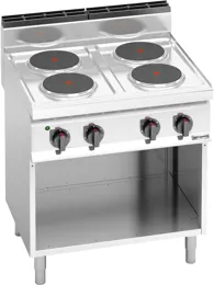 Ggm gastro EHB879E Ipari elektromos tűzhely - 700-as - főzősorba illeszthető - összteljesítmény: 10,4 kW - 4 zónás - öntöttvas főzőlap - nyitott tárolórésszel - 800x714x1.070 mm kép