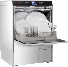 Ggm gastro GE500ND Ipari mosogatógép - elektronikus vezérlés - 3,55 kW - beépített mosogatószer- és öblítőszer-adagolóval, leeresztő szivattyúval kép