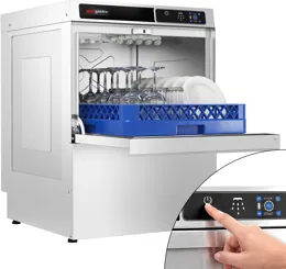 Ggm gastro GLOZ50 Ipari mosogatógép - érintőgombos vezérlés - 3,6 kW - beépített mosogatószer- és öblítőszer-adagolóval, leeresztő szivattyúval kép
