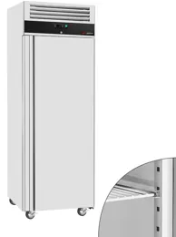 Ggm gastro KG400T1ND Hűtőszekrény Rozsdamentes acél ECO - 400 l - akár −2…+8 °C - mit 1 ajtó - Légkeveréses hűtés, automatikus leolvasztás, zárható ajtó, R290 kép