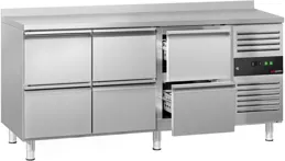 Ggm gastro KTJ187AND6 Hűtött munkaasztal ECO - 1795x700 mm - GN 1/1 - 417 liter - ventilációs - 6 fiókkal - felhajtással kép