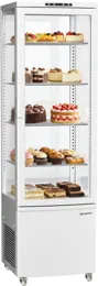 Ggm gastro PVNR235N Panoráma hűtővitrin [GERDA] - 235 l - 515 mm - dupla üvegezés - 4 polccal - LED világítással, R290 - fehér kép